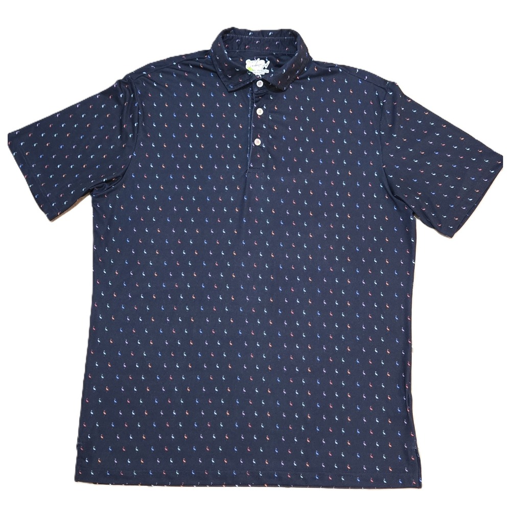 Tailor Byrd Men's Navy All Over Flamingo Print Golf Polo Shirt XL Quick Dry